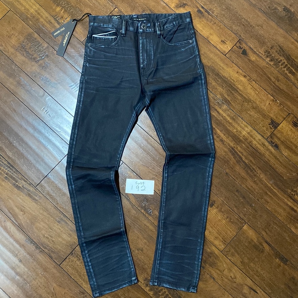 NWT Cult of Individuality Sample Stilt Skinny Blue/Black Waxed Denim Jeans #C192